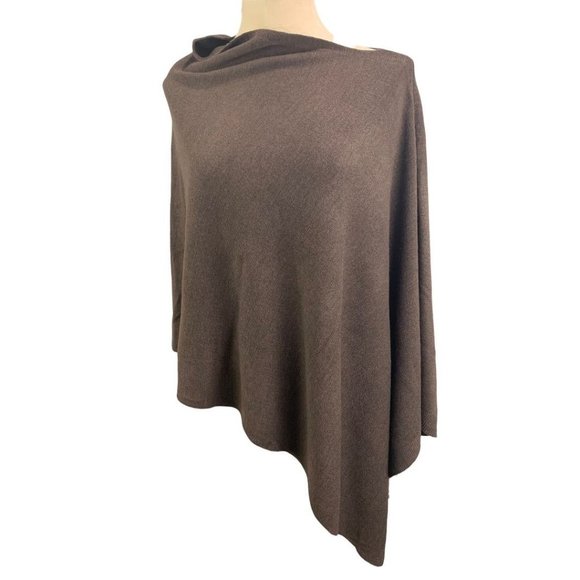 One Size Women's Brown Poncho Coffee Color Acrylic Split Neck New 23.6" x 34.6" - Picture 4 of 6